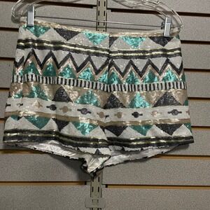 New Sequin‎ Shorts Women's Medium Party Festival Rave Sparkly Colorful Pattern